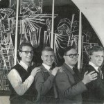 A 1960 photograph of Faith-Craft Designers with from our left to right John Hayward, Terrance Randall, Francis Stephens and Gordon Beningfield